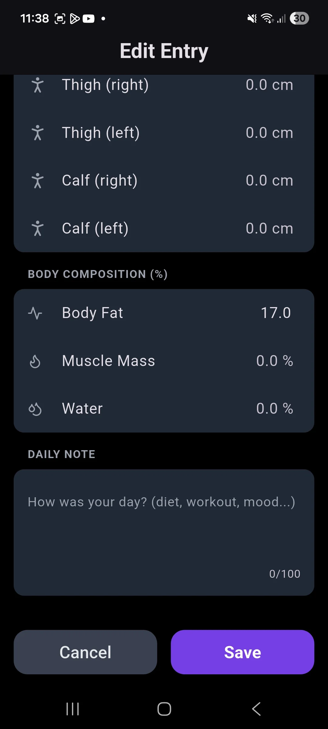 The Weight Tracker — body composition and daily notes